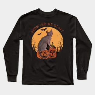 Support your local cat cut - Lykoi werewolf cat Long Sleeve T-Shirt